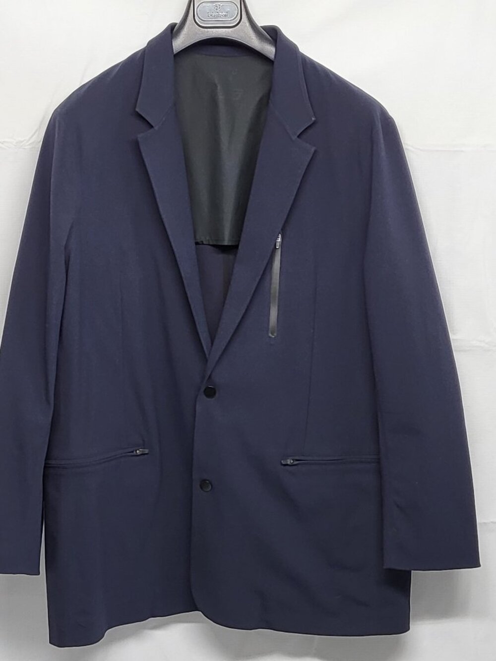 Paskho Mens Blazer Suit Jacket 46" Chest Travel Tech Coat Minimalist Snap Front